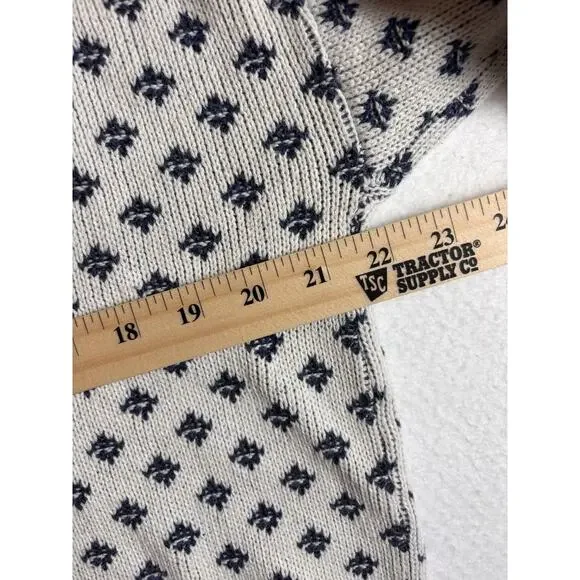 Vintage Jansen Cream and Blue Cotton Crew Neck Sweater M - Picture 4 of 6